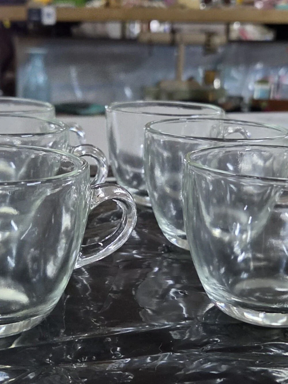 Vintage Clear Glass Punch Cups Coffee Mugs Set of 6